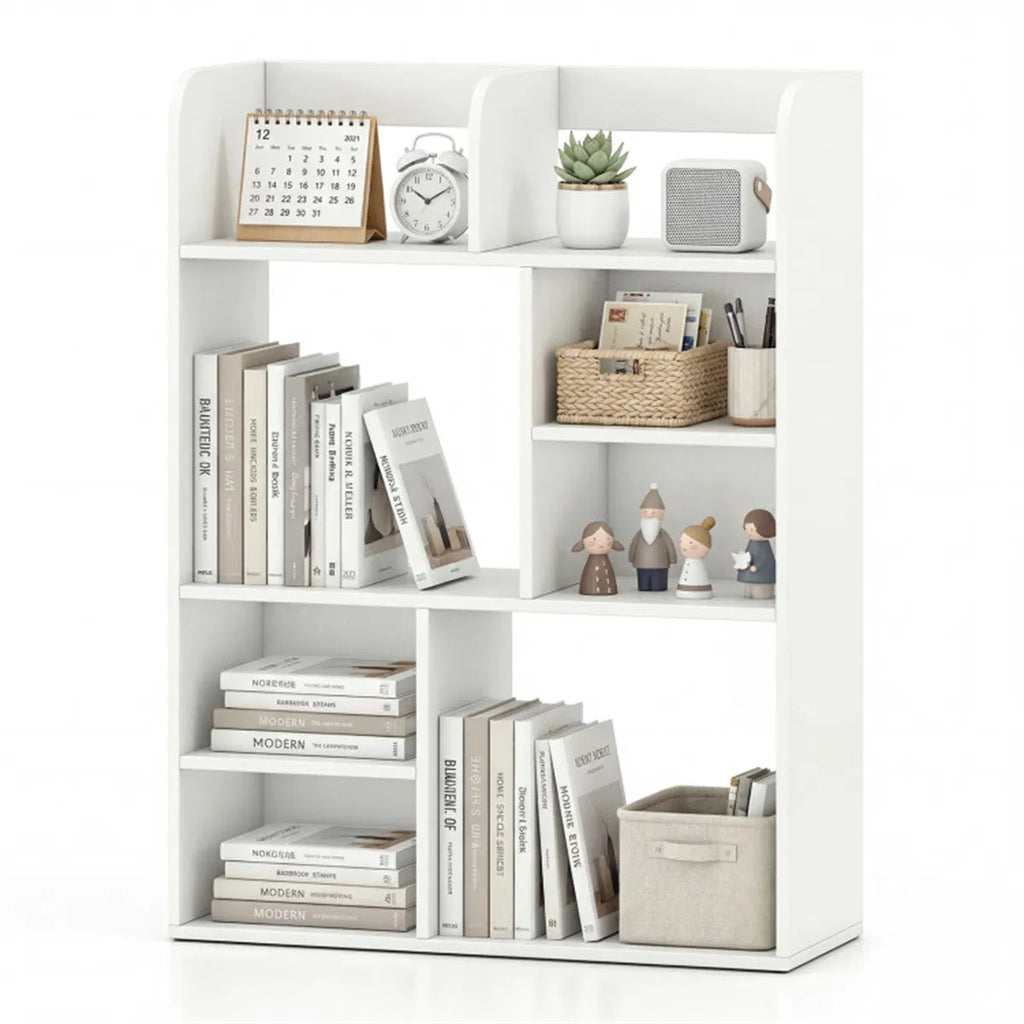 Vertical 8-Cube Desktop Storage Shelf, White Desk Organizer Hutch – image 4