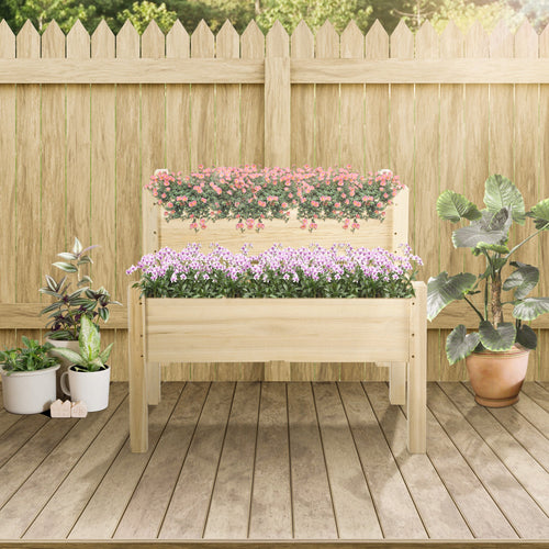 2-Tier Wooden Raised Garden Bed Planter Stand, 34 x 34 x 28 in – image 2