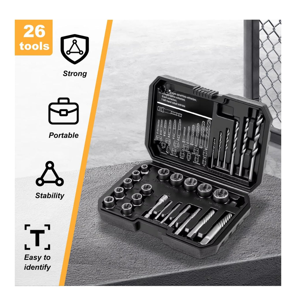 Screw Extractor Set – 26 Pc Bolt & Left-Hand Drill Bits – image 2