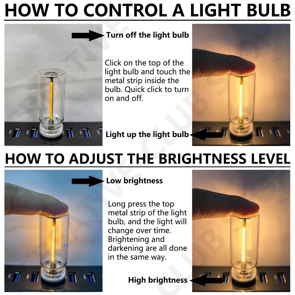 Retro Edison Bulb Night Light – USB Touch Dimming Lamp – image 5