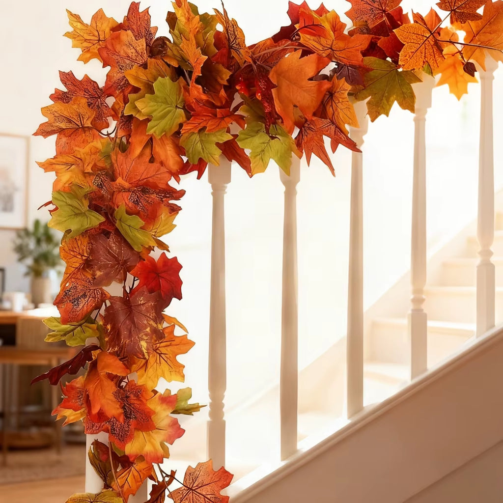 Fall Maple Leaf Garland 5.7ft - Artificial Autumn Vine, Thanksgiving – image 2