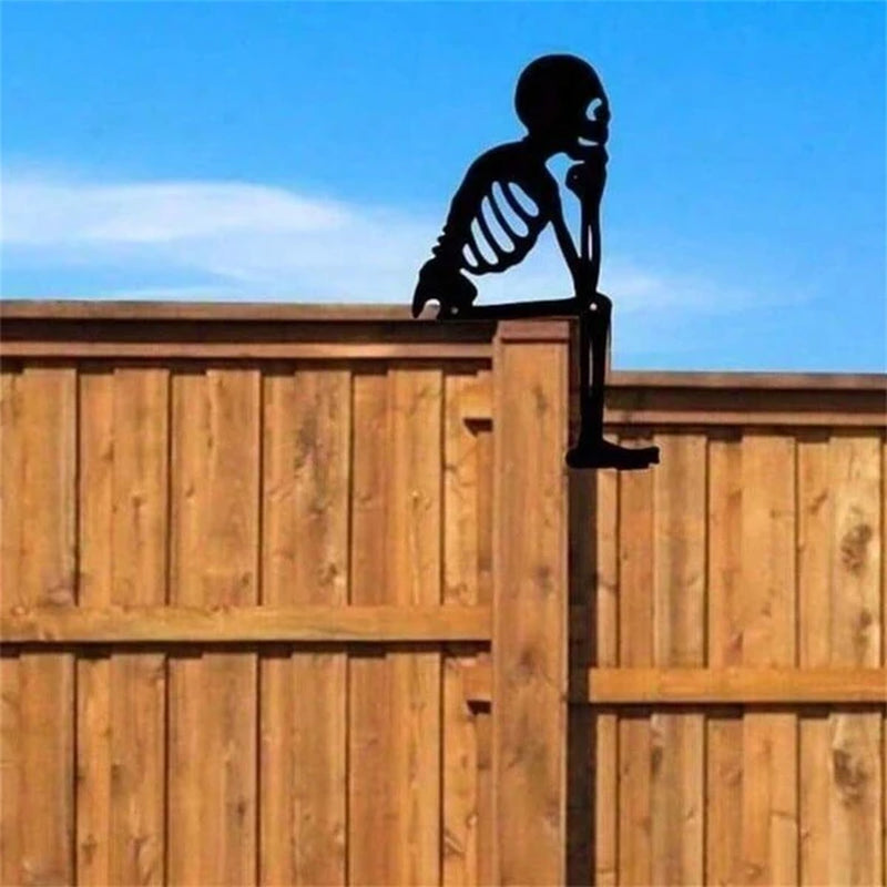 Halloween Skull Decor – Gothic Iron Skull Garden Sculpture – image 3