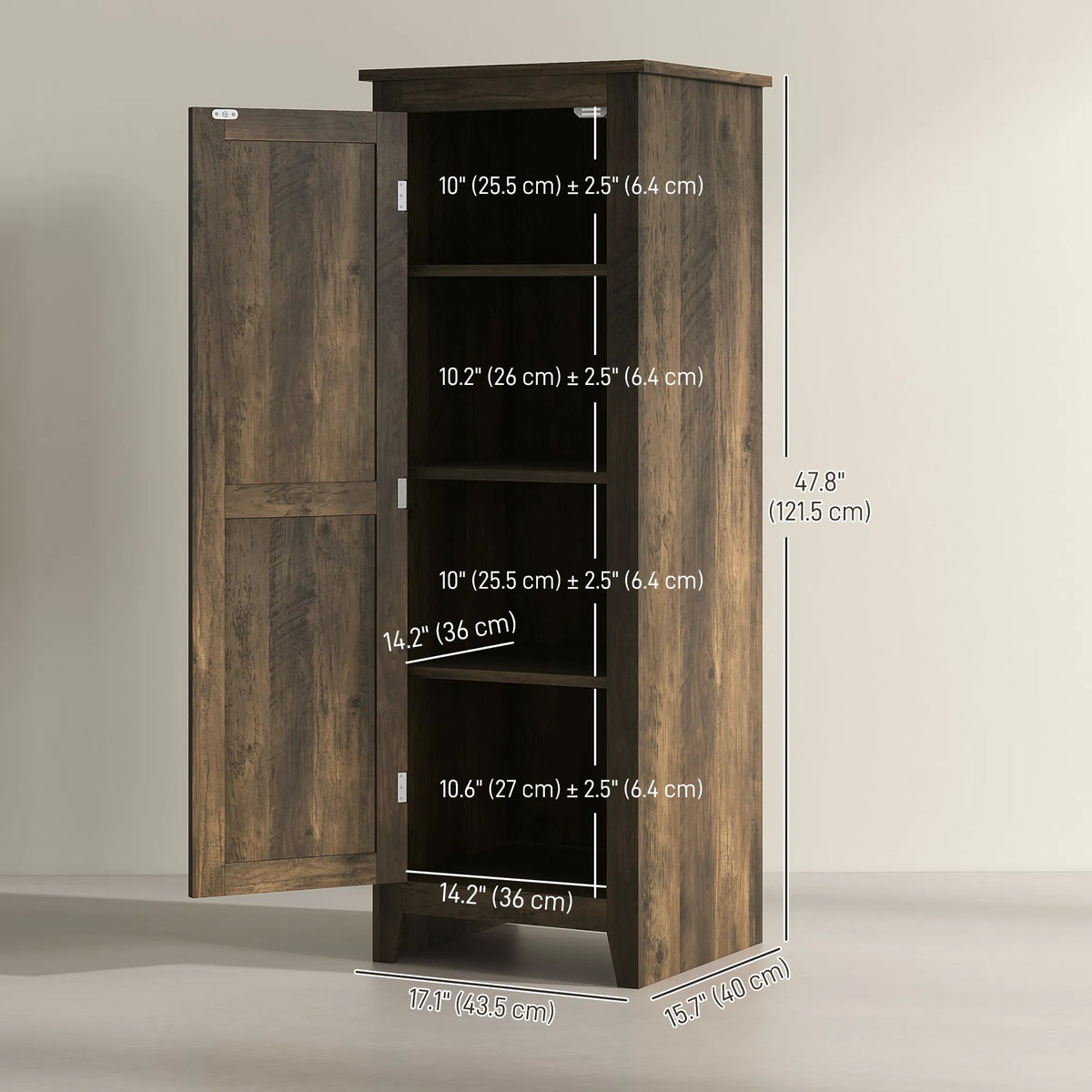 Pantry Cabinet 48 Inch with Barn Door, Farmhouse Kitchen Storage – image 3