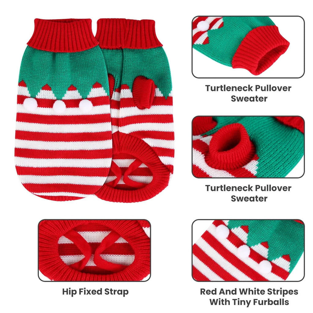 Dog Christmas Sweater Turtleneck Snowman Knit Pet Holiday Outfit – image 6