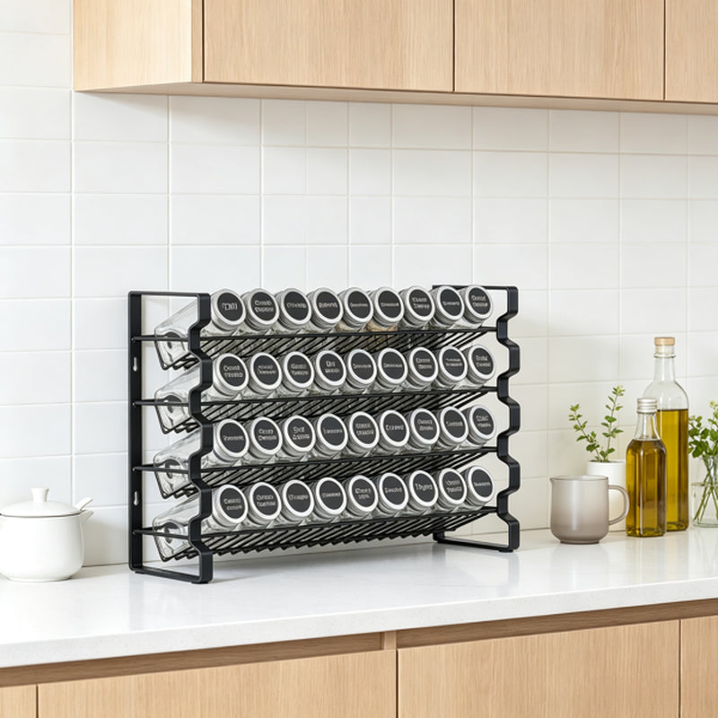 4-Tier Spice Rack Organizer with 36 Glass Jars, Labels and Funnel