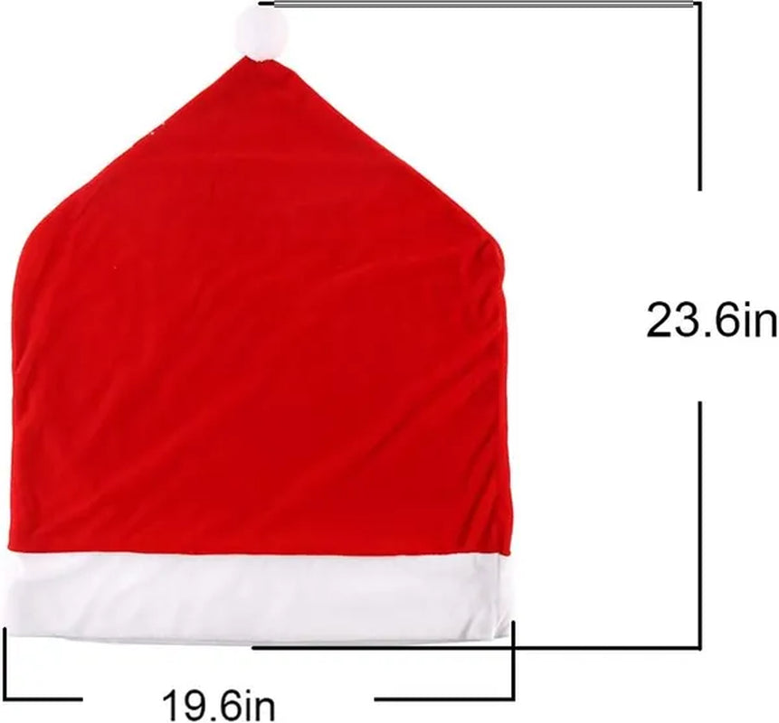 Santa Hat Christmas Chair Covers Set of 4 Red Dining Chair Back – image 3