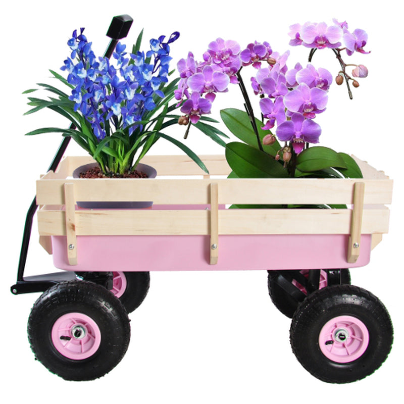All Terrain Garden Wagon with Wood Railing and Air Tires, 176 lb – image 1
