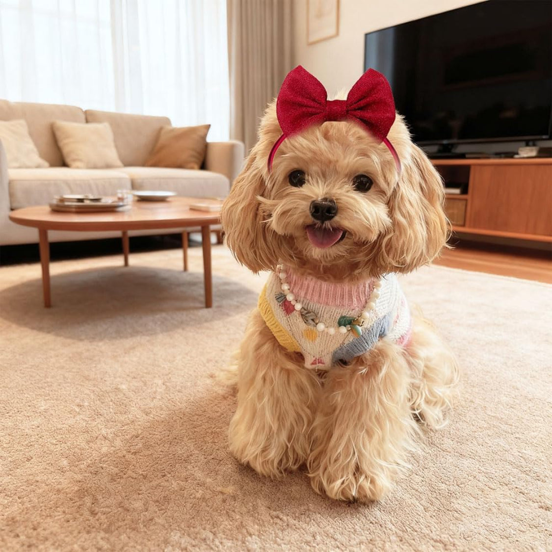 Dog Hair Bows, 4-Pack Adjustable Bow Headbands for Pets – image 3