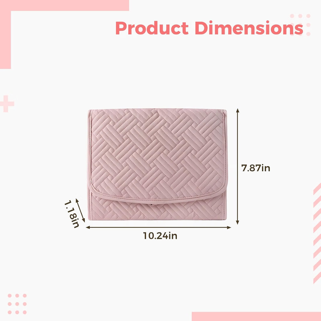 Travel Jewelry Roll – Pink Foldable 5-Zone Organizer Bag – image 3
