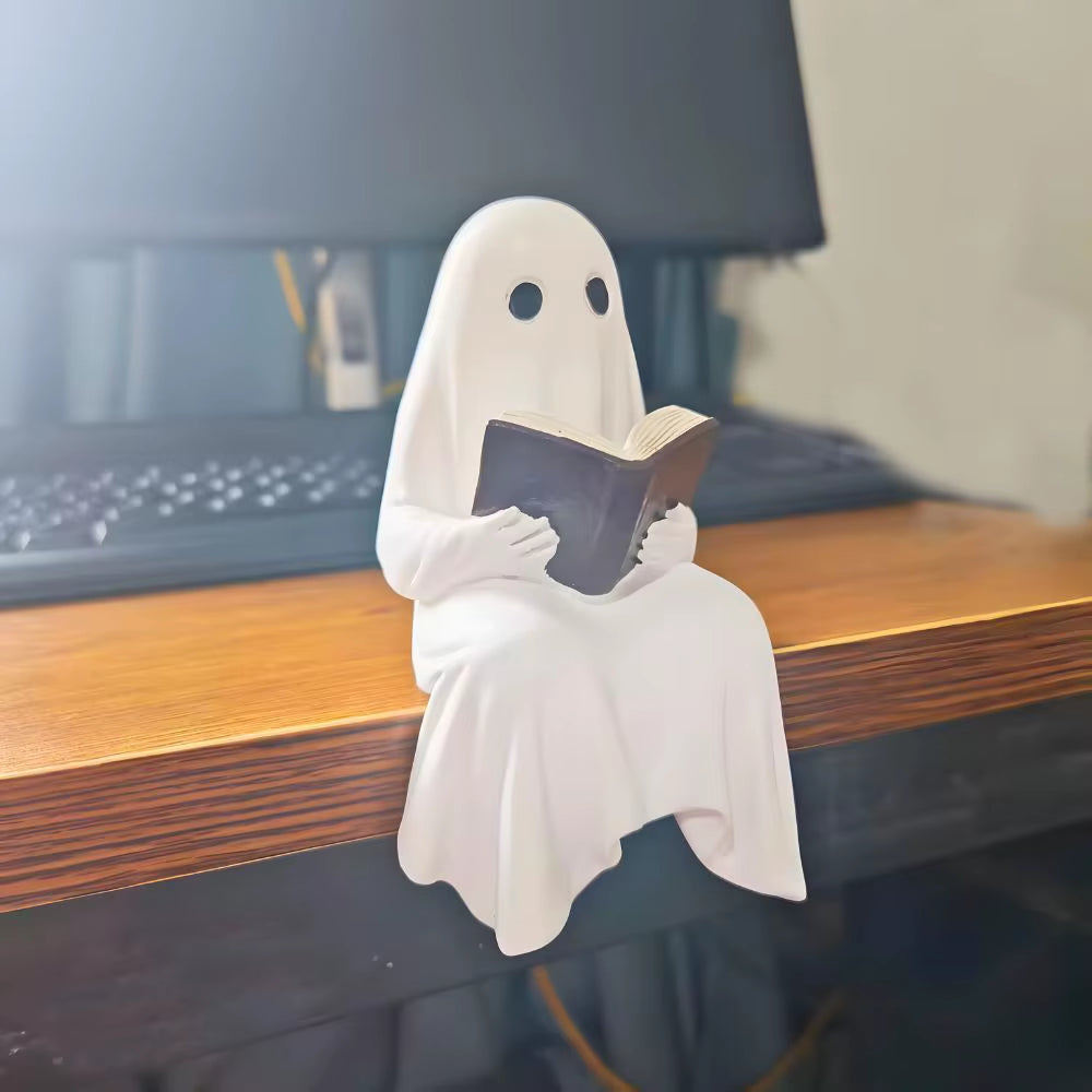 Little Ghost Reading Resin Ornament