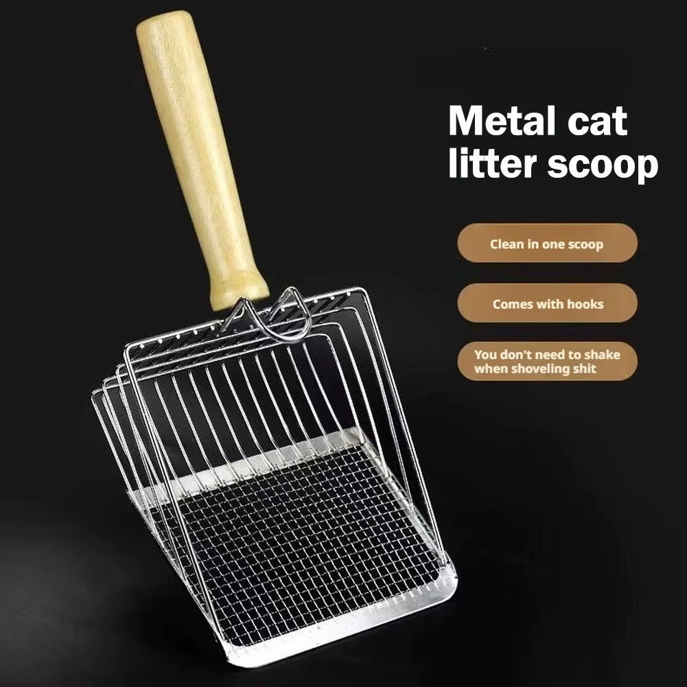 Stainless Steel Cat Litter Scoop - Long Handle Metal Sifter – image 3