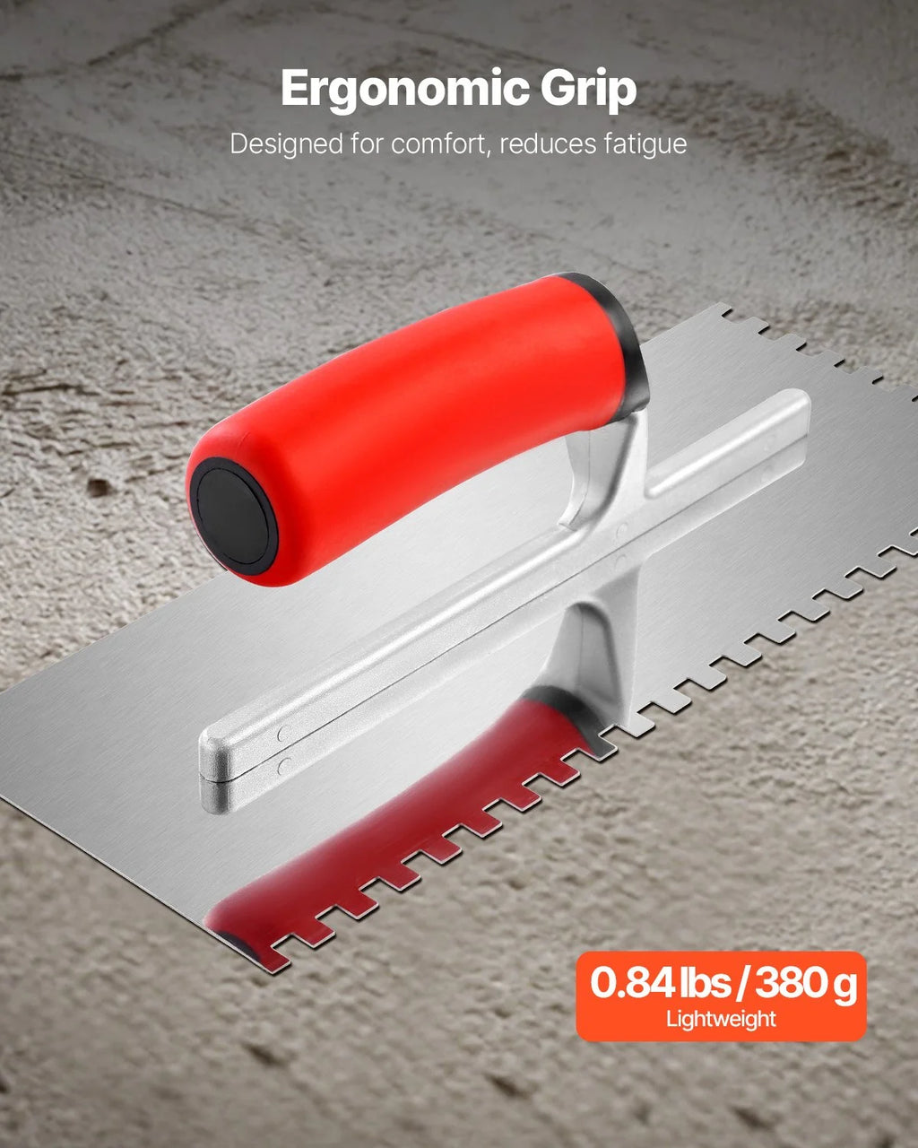 Square Notch Tile Trowel – 10.9 x 4.4 in Stainless Steel – image 5