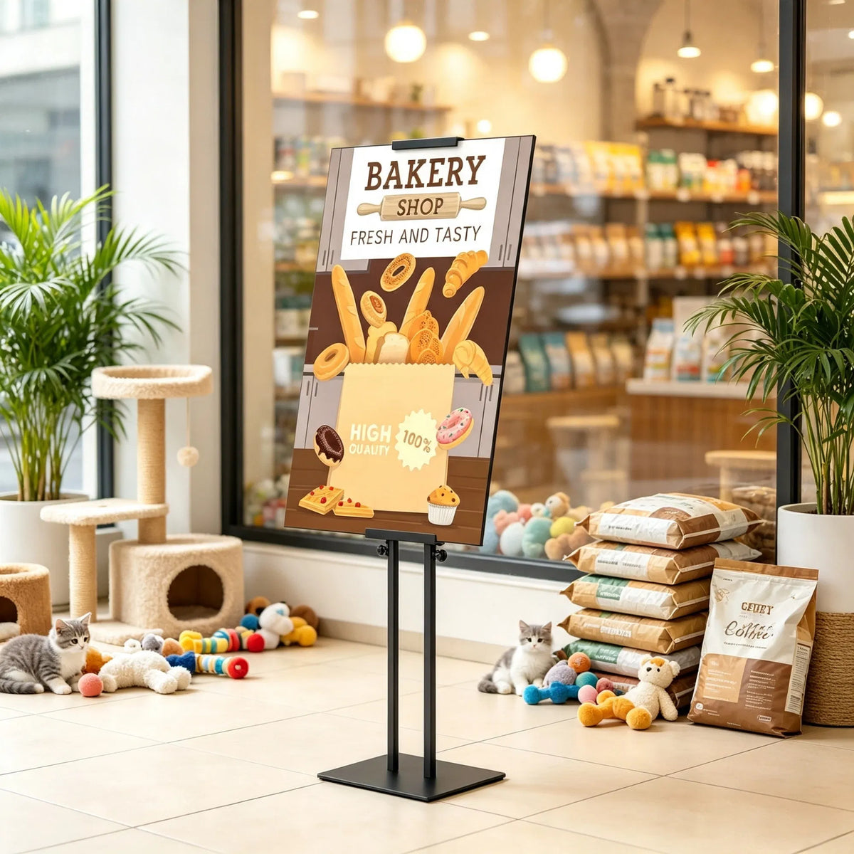 Double-Sided Adjustable Poster Stand, Floor Sign Holder up to 75 Inch – image 2