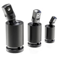 Universal Joint Socket Set, 3 Piece Swivel Impact 1/4, 3/8, 1/2 In