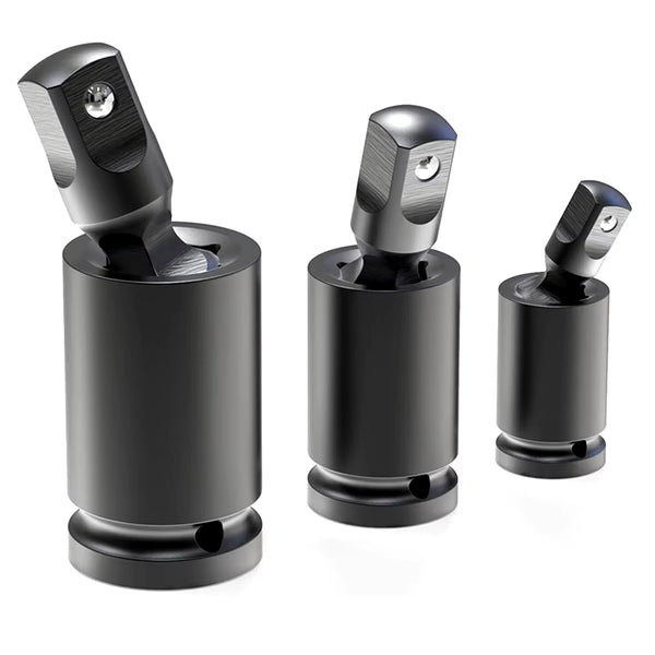 Universal Joint Socket Set, 3 Piece Swivel Impact 1/4, 3/8, 1/2 In