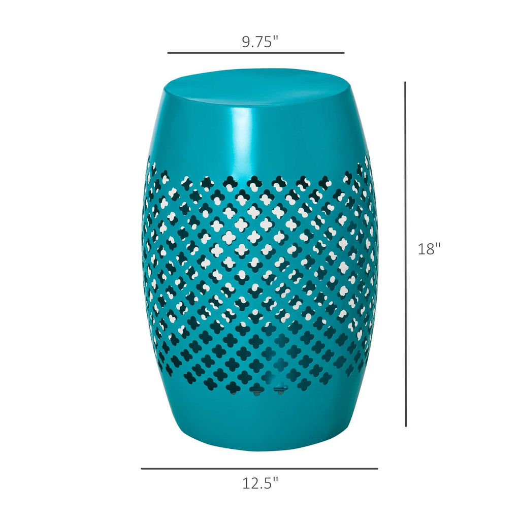 Outdoor Side Table 12 in - Steel Drum Patio End Table, Blue – image 3