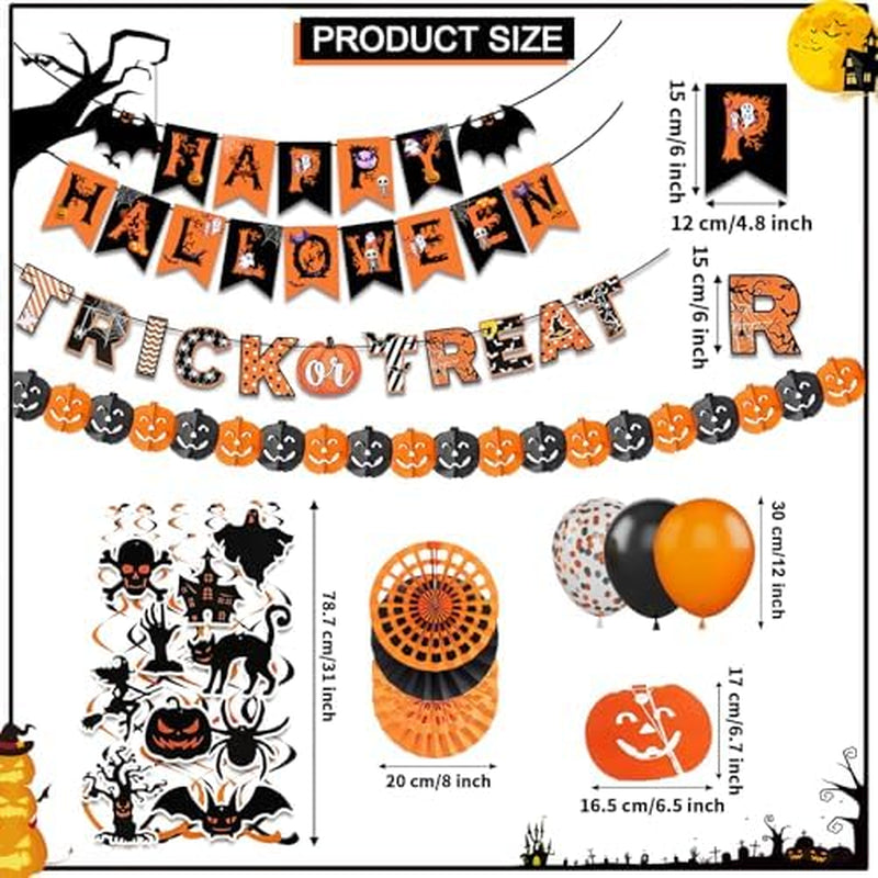 Halloween Party Decorations Set – Banner, Paper Fans and Streamers – image 3
