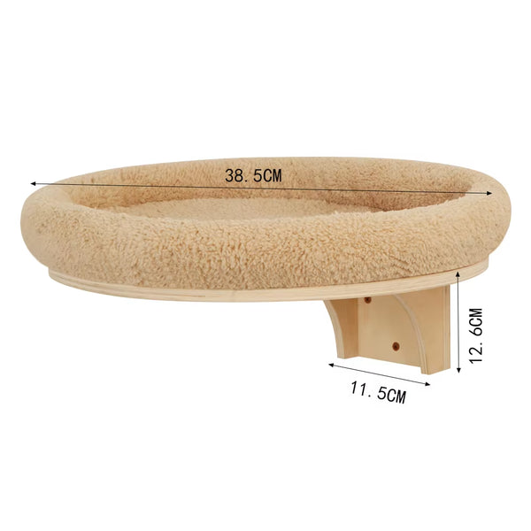 Wall Mounted Cat Perch Bed, Wooden Window Shelf with Cushion