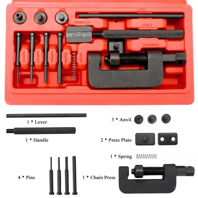 Motorcycle Chain Breaker & Riveting Tool Kit, 13 Pc Mechanics Chain Press – image 3