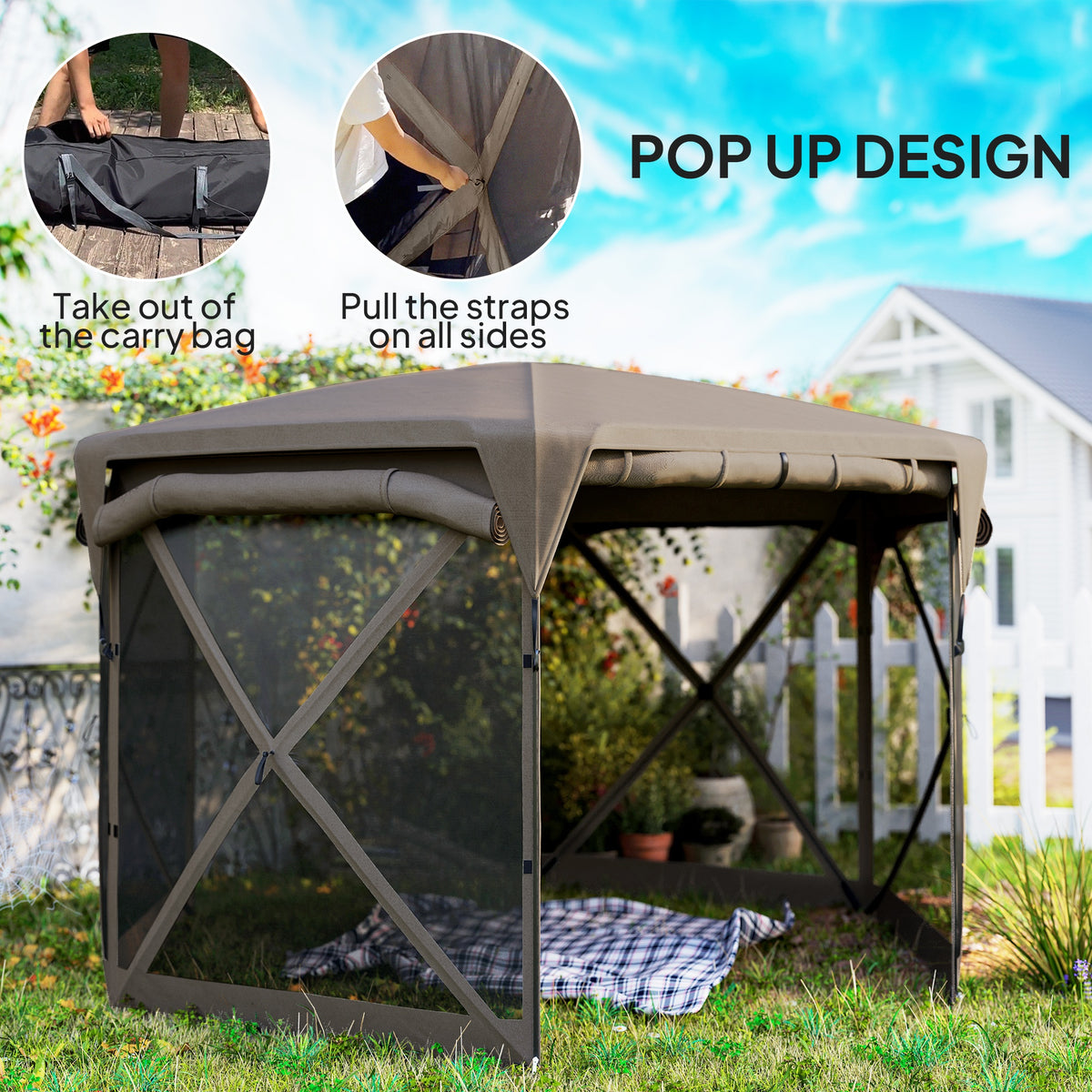 Pop Up Gazebo Screen Tent 11 x 11 ft with Removable Roof