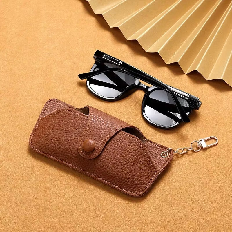 Glasses Pouch with Lanyard - Retro PU Leather Sunglasses Case – image 7