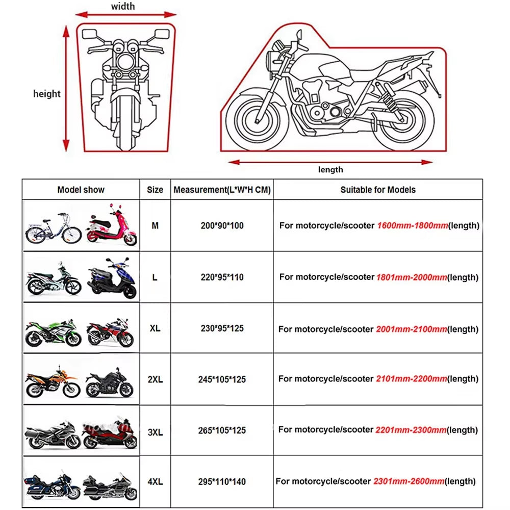 Heavy Duty Waterproof Motorcycle Cover with Lock Holes, XL to 3XL – image 3