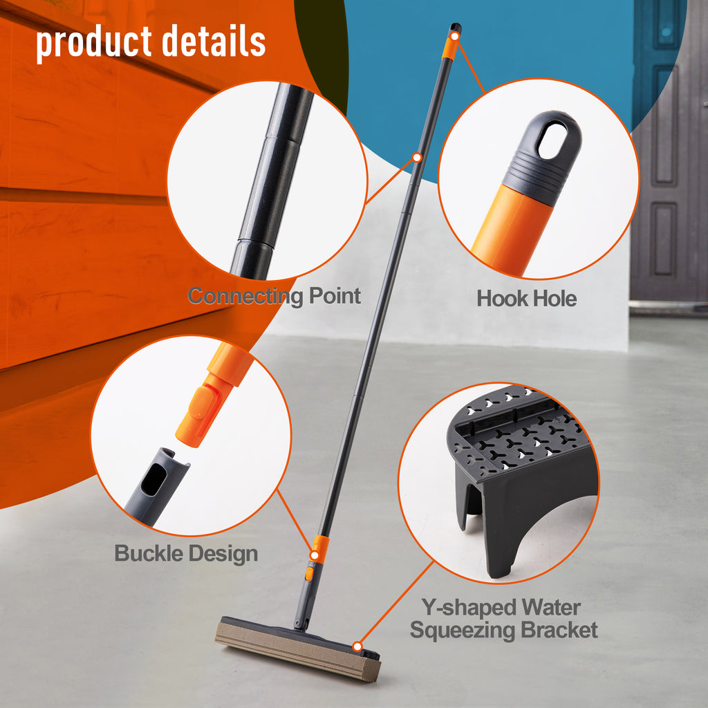 Sponge Mop and Collapsible Bucket Set – Wringer Floor Cleaner – image 7