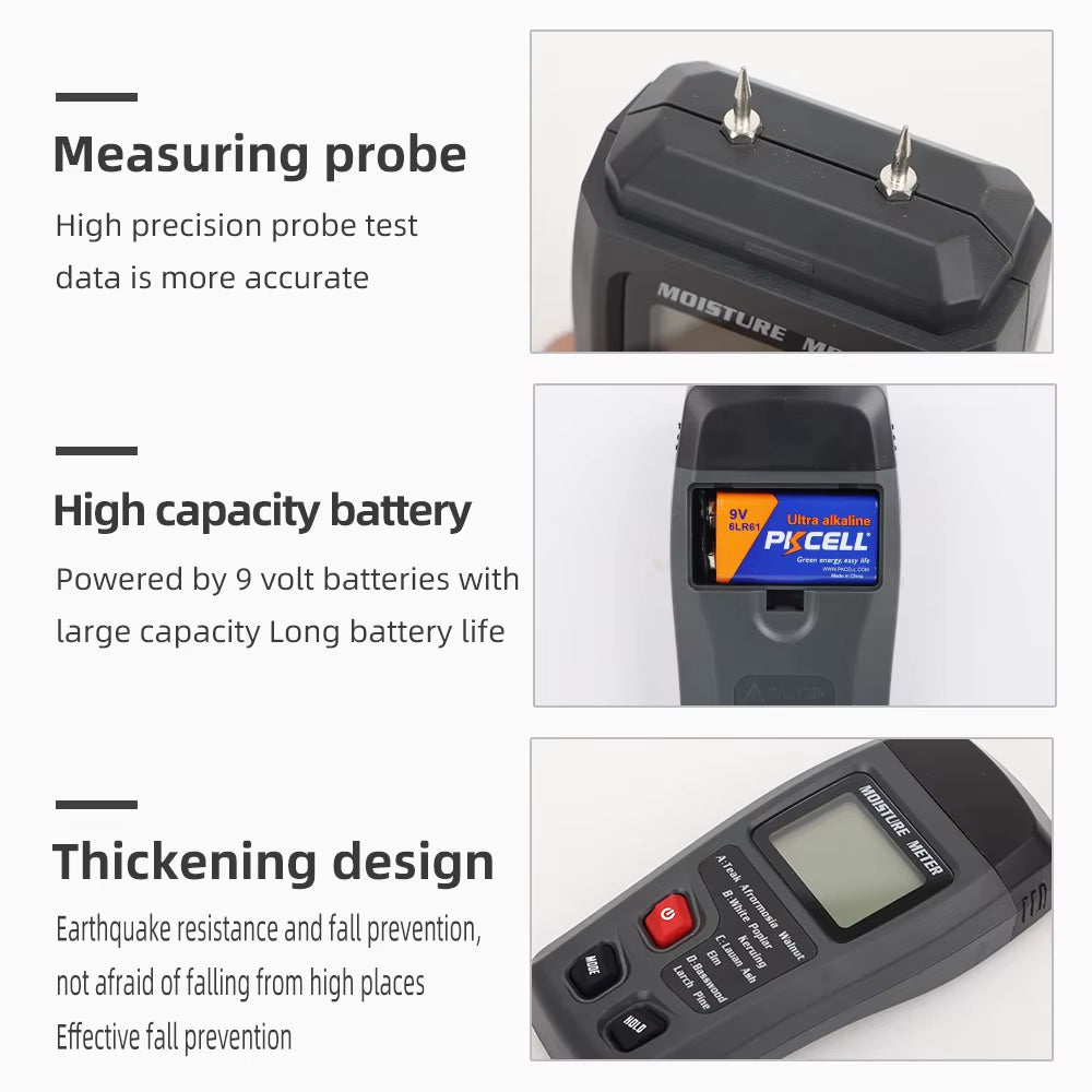 Construction Wood Moisture Meter, 2-Pin Digital Tester 0-99.9% – image 6