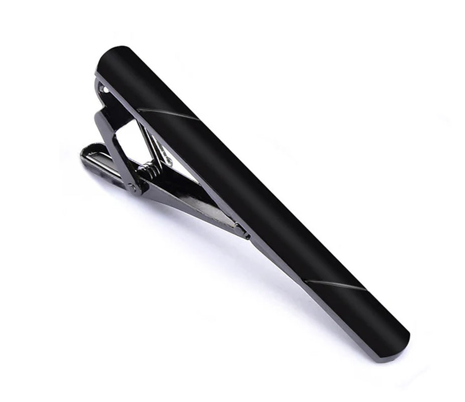 Tie Clip Set for Men – 4 Pcs Stainless Steel, Gold, Black and Silver – image 10