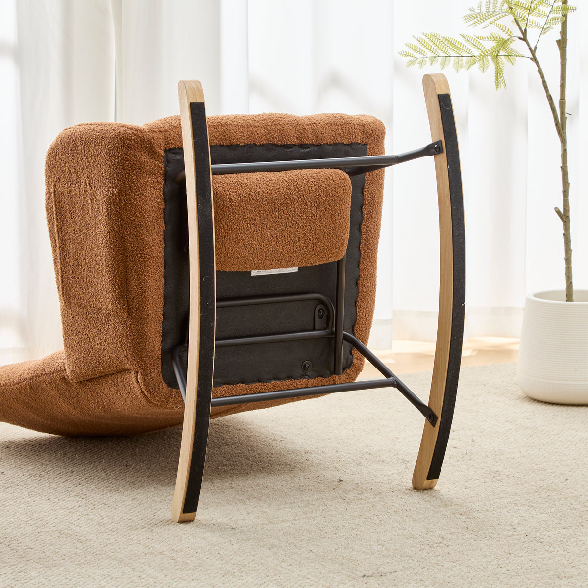 Teddy Fleece Wingback Nursery Glider Rocker with Ottoman Set – image 22