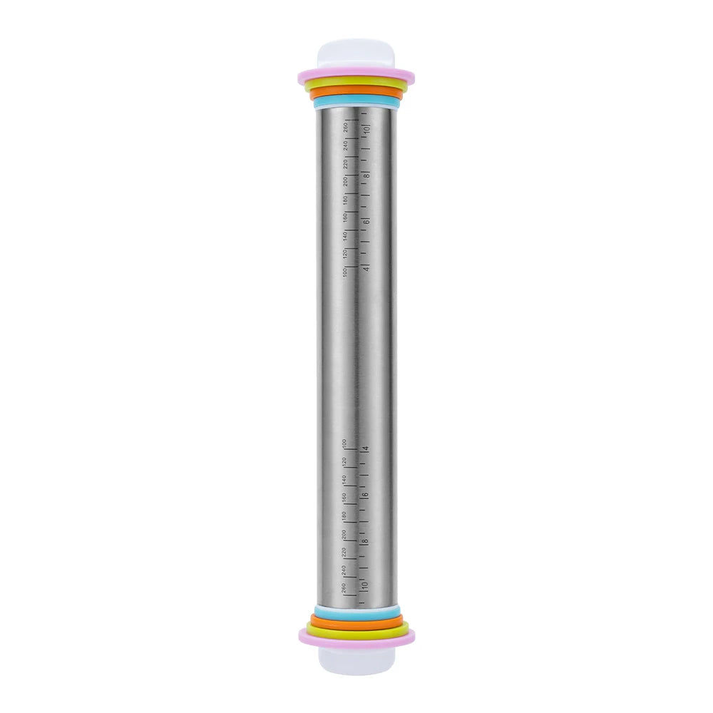 Adjustable Stainless Steel Rolling Pin – 4 Thickness Rings
