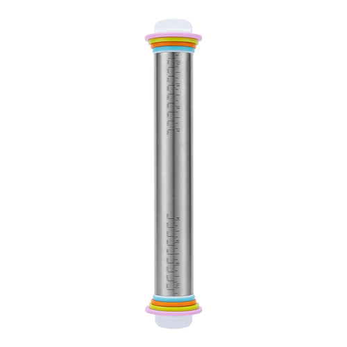 Adjustable Stainless Steel Rolling Pin – 4 Thickness Rings