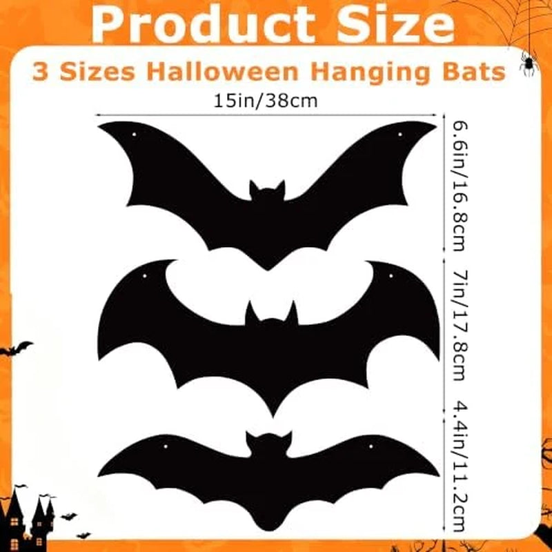 Hanging Bats Halloween Decorations 18 Pack 3D Flying Bats – image 2