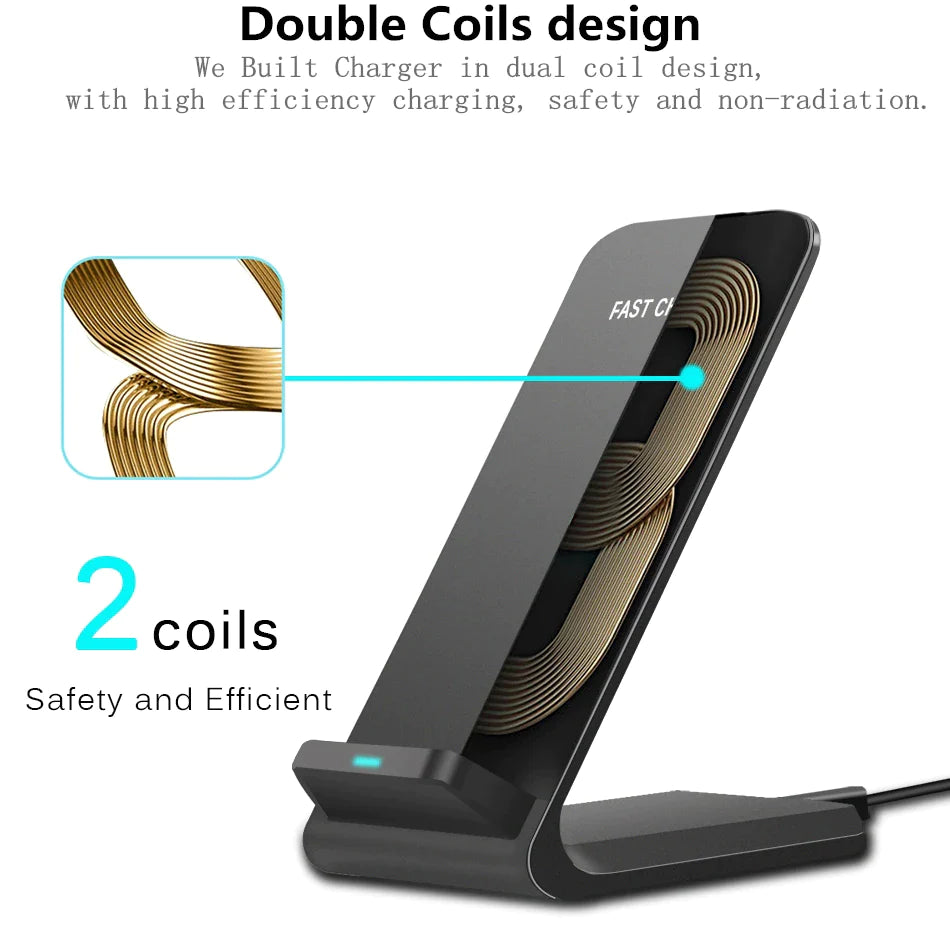 Wireless Charger Stand – 15W Qi Fast Charging Phone Dock – image 5