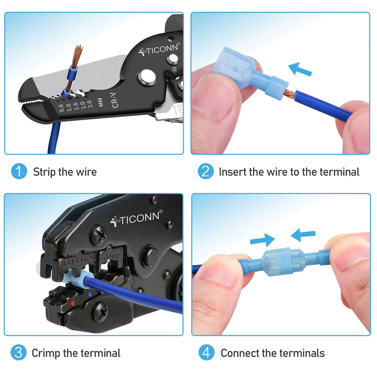Insulated Spade Connector Kit, 100 Pc Male and Female Quick Disconnects – image 4
