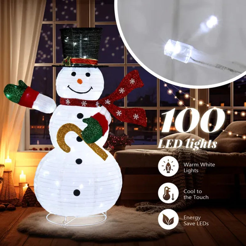 4 Ft Lighted Pop-Up Snowman Yard Decoration with 100 Leds