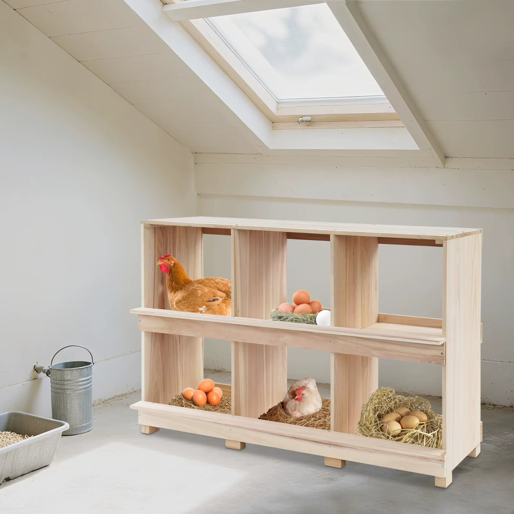 6 Compartment Solid Wood Chicken Nesting Box – image 6