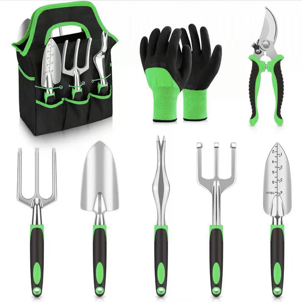8-Piece Garden Hand Tool Set with Storage Bag and Gloves