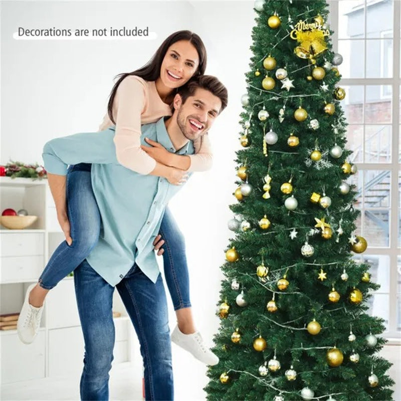9 Ft Slim Pencil Christmas Tree Flocked Tips 1500 Branches – image 2