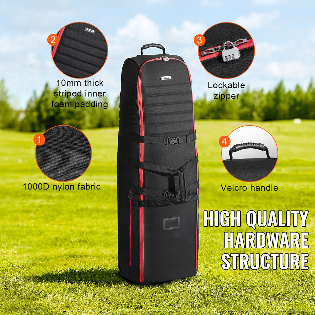 Padded Golf Travel Bag With Wheels, 1000D Nylon Airline Cover – image 4