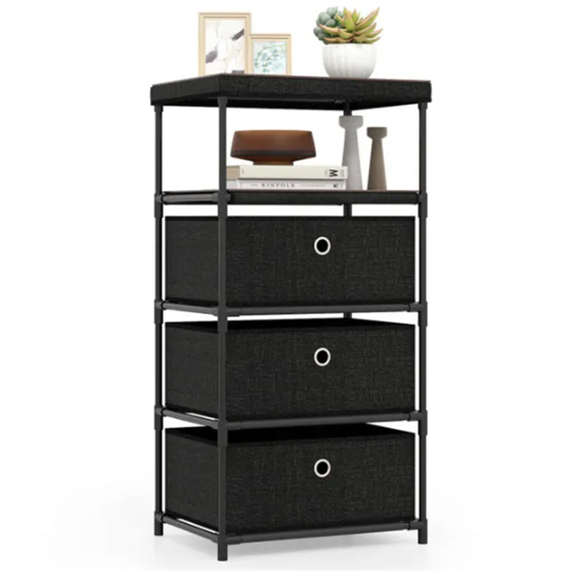 3-Drawer Fabric Storage Tower with Wood Top and Metal Frame – image 3