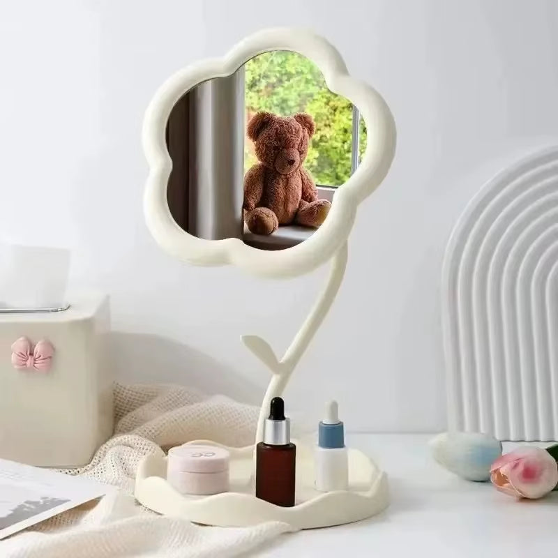 Floral round Desk Mirror - Vanity Table Makeup Mirror