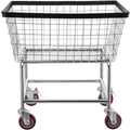 Commercial Wire Laundry Cart, 2.5 Bushel Basket with 4 in Casters, Chrome – image 1
