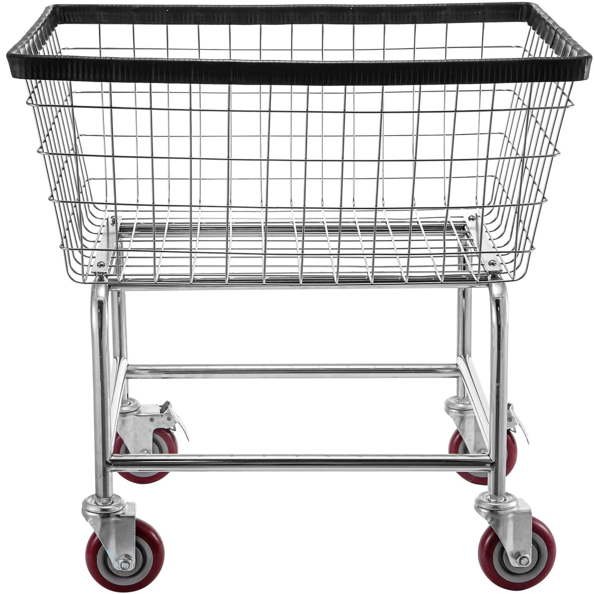 Commercial Wire Laundry Cart, 2.5 Bushel Basket with 4 in Casters, Chrome – image 1