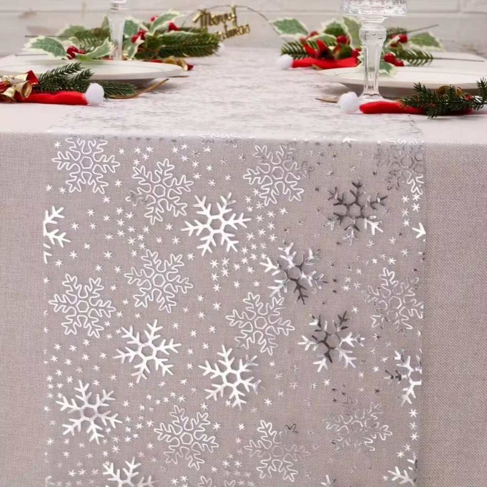 Organza Christmas Table Runner - Snowflake Print, 28 x 275 cm – image 2