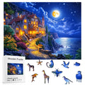 Wooden Jigsaw Puzzle, Moonlit Coastal Castle