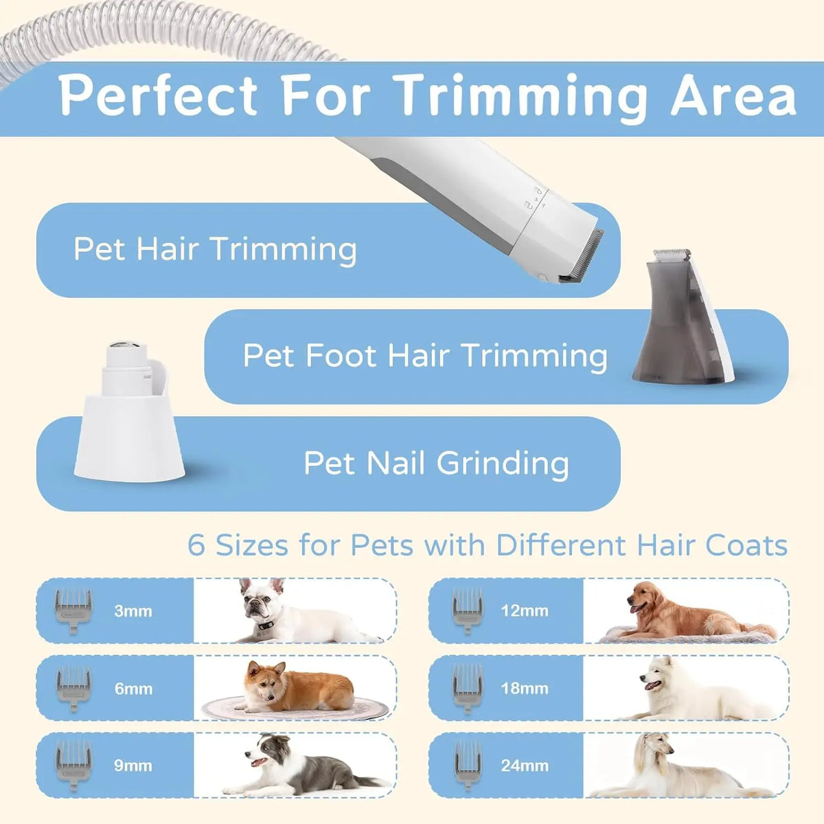 Dog Grooming Vacuum Kit, 7-in-1 Pet Clipper & Shedding Vacuum Brush – image 4