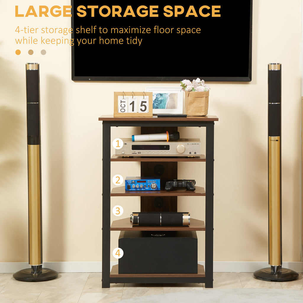 4-Tier Corner AV Media Rack with Cable Management, Chestnut Brown – image 5