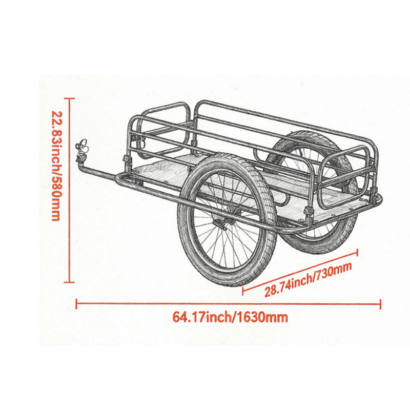 275 Lb Heavy Duty Bike Cargo Trailer with 20 Inch Wheels