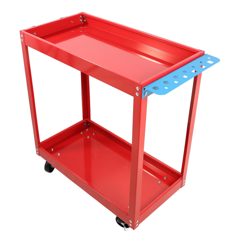 Rolling Tool Cart 2-Shelf Steel Utility Cart, 400 lb, Red – image 5